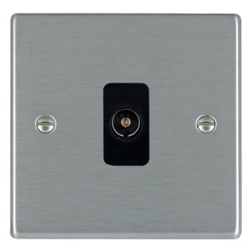 Image of Hamilton Hartland TV Socket Single Isolated Female 1 Gang Steel Black