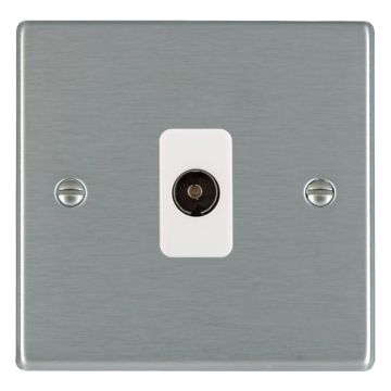 Image of Hamilton Hartland TV Socket Single Isolated Female 1 Gang Steel White