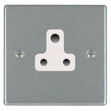 Image of Hamilton Hartland 5A Single Plug Socket 1 Gang Satin Steel White 
