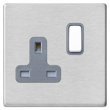 Image of Hamilton Hartland G2 13A Switch Socket Satin Steel