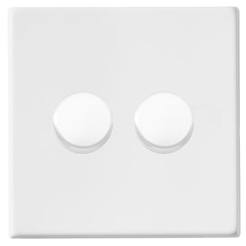 Image of Hamilton Hartland G2 100W LED Dimmer Switch 2 Gang Matt White