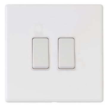 Image of Hamilton Hartland G2 2 Gang Light Switch Matt White