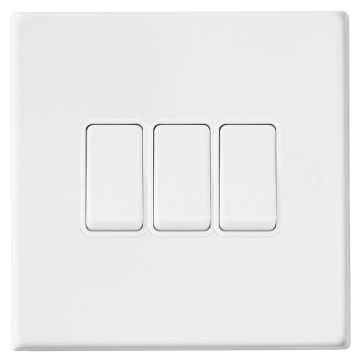Image of Hamilton Hartland G2 3 Gang Light Switch Matt White