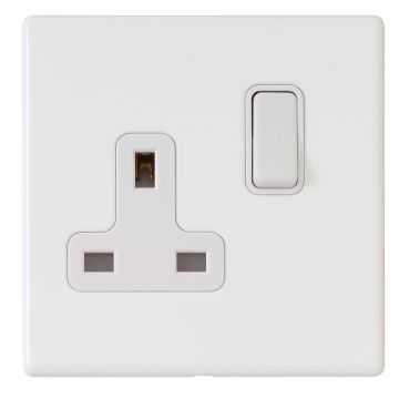 Image of Hamilton Hartland G2 13A Single Socket 1 Gang Matt White