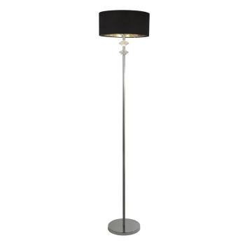 Image of Searchlight Ontario LED Floor Lamp Chrome Metal Black Fabric Shade