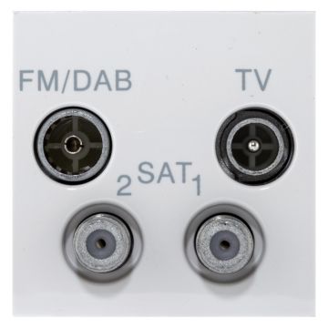 Image of MK Logic K5854DABWHI 2 Module Euro TV FM Satellite Socket White