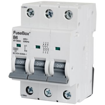Image of Fusebox B Curve MCB 6A Triple Pole MT10B063