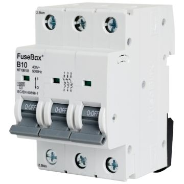 Image of Fusebox B Curve MCB 10A Triple Pole MT10B103