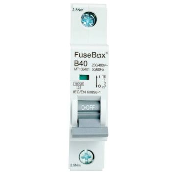 image of Fusebox B Curve MCB 40A Single Pole MT10B401