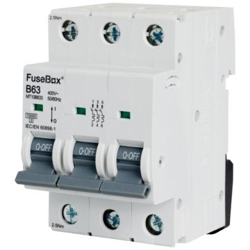 Image of Fusebox B Curve MCB 63A Triple Pole MT10B633