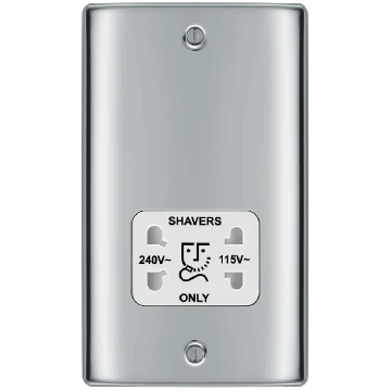 Image of BG Nexus Metal NPC20W Shaver Socket 115/230V Dual Voltage Polished Chrome
