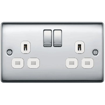 Image of BG Nexus Metal NPC22W 2 Gang 13A Switch Socket Polished Chrome