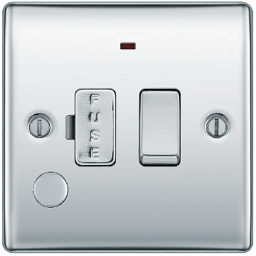 Image of BG Nexus Metal NPC53 13A Switch Fused Spur Neon Cable Out Polished Chrome