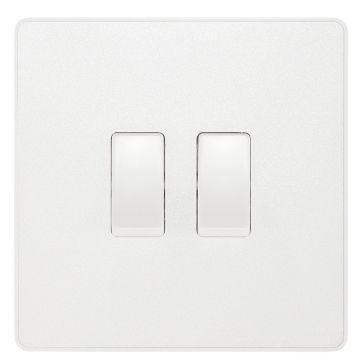 Image of BG Evolve 2 Way Double Switch 20A 16AX Pearlescent White