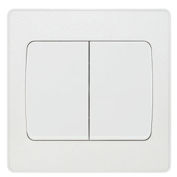 Image of BG Evolve 2 Way Double Switch Wide Rocker Pearlescent White