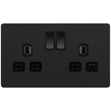 Image of BG Evolve Switched Socket 2 Gang 13A Matt Black