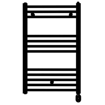 Image of Elba Oval Heated Towel Rail 300W Black 50x86cm