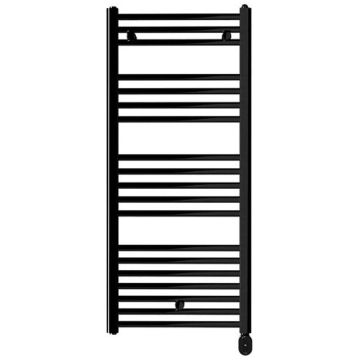 Image of Elba Oval Heated Towel Rail 500W Black 50x121cm