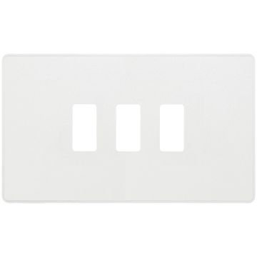BG Evolve Grid Square Front Plate 3 Module Pearlescent White