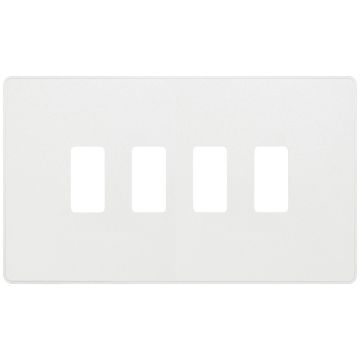 BG Evolve Grid Square Front Plate 4 Module Pearlescent White