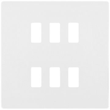 BG Evolve Grid Square Front Plate 6 Module Pearlescent White