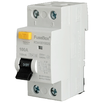 Image of Fusebox 100A 2 Pole Type A RCD S Type RTA1001002S