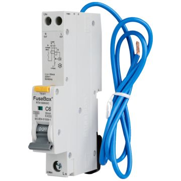 Image of Fusebox 6A RCBO C Curve Single Pole Type A RTA100630C