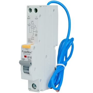 Image of Fusebox 16A RCBO B Curve Single Pole Type A RTA101630B