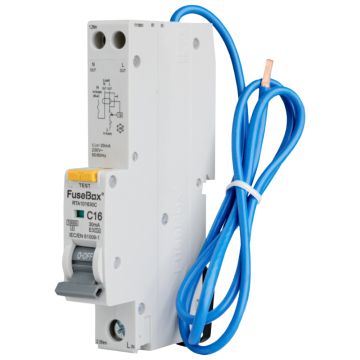 Image of Fusebox 16A RCBO C Curve Single Pole Type A RTA101630C