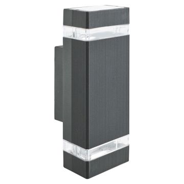 Image of Searchlight Sheffield LED Outdoor Wall Light Black with Glass Diffuser IP44 1002-2BK-LED