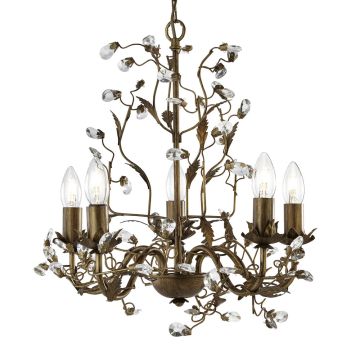 Image of Searchlight Almandite Chandelier 5 Light Dimmable Gold