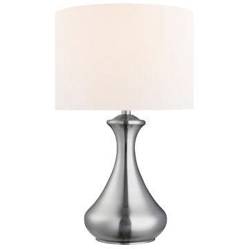 Image of Searchlight 2750SS Touch Table Lamp Satin Silver with Ivory Fabric Shade