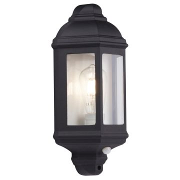 Image of Searchlight Maine Outdoor Wall Light Black with Clear Glass 280BK-PIR