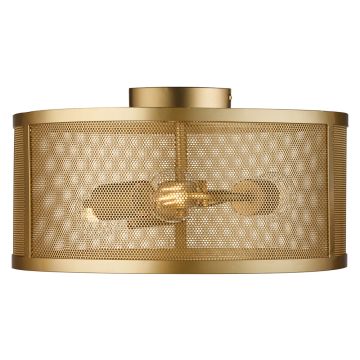 Image of Searchlight 2843-3GO Fishnet 3 Flush Matt Gold with Mesh Shade