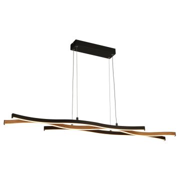 Image of Searchlight 32104-1BK Bloom Pendant Black with Wood Effect