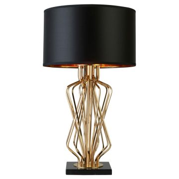 Image of Searchlight 4110GO Ethan Table Lamp Gold Black Marble with Black Fabric