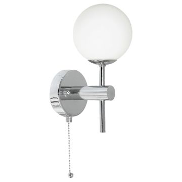 Image of Searchlight 4337-1-LED Global Wall Light Chrome Mirror with Opal Glass