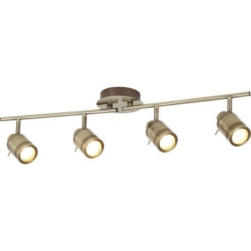 Image of Searchlight Samson Bar Spotlight 4 Lights Dimmable Antique Brass IP44