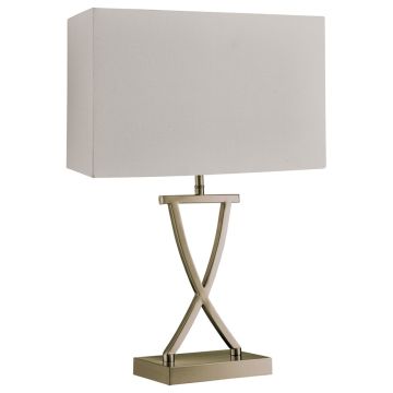 Image of Searchlight 7923AB Club Table Lamp Antique Brass with White Faux Silk Shade