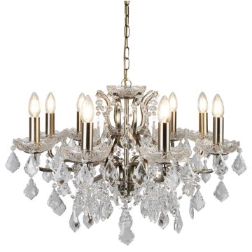 Image of Searchlight 8738-8AB Paris 8 Light Chandelier Antique Brass with Clear Crystal