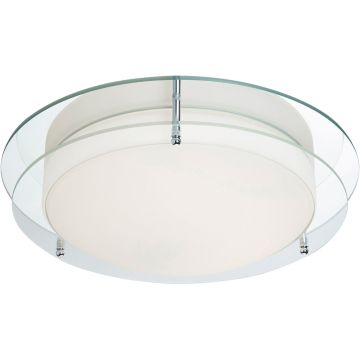 Image of Searchlight Limerick Flush Chrome Mirror Opal Glass IP44 8803-36CC