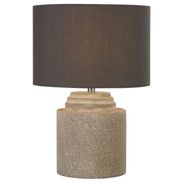 Image of Searchlight 9260GY Zara Table Lamp Cement Base with Fabric Shade