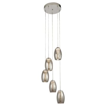 Image of Searchlight 97291-5SM Cyclone 5 Light Pendant Chrome with Smoked Glass