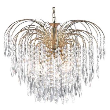 Image of Searchlight Waterfall Gold Crystal Pendant Light
