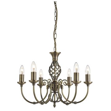 Image of Searchlight 6 Light Antique Brass Ceiling Pendant