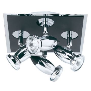 Image of Searchlight 4 Spotlight Ceiling Light Square Chrome Black