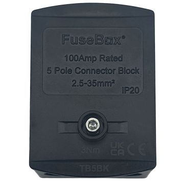 Image of Fusebox Terminal Block 100A 5 Way Black