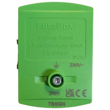 Image of Fusebox Terminal Block 100A 5 Way Green