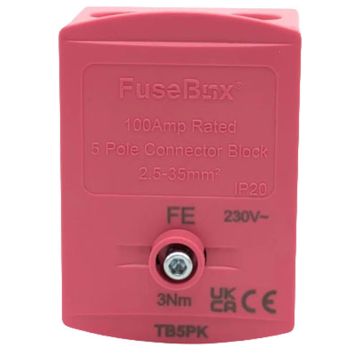 Image of Fusebox Terminal Block 100A 5 Way Pink