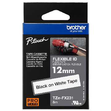 Image of Brother Labelling Tape Flexible ID Black on White 12mm TZE-FX231